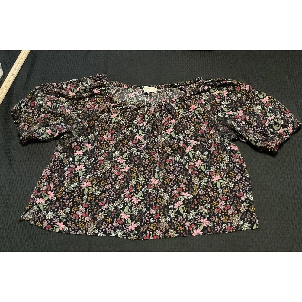 LOFT Shirts Womens XL Lot Of 2‎ Floral Gray 3/4 Sleeve Rayon Peasant Blouse Tops